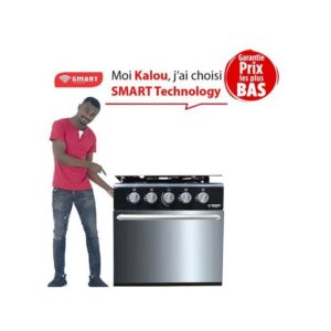 Midea Gazinière - 5 Feux - Inox - 90 X 60 cm - Couverture Vitrée - Prix pas  cher