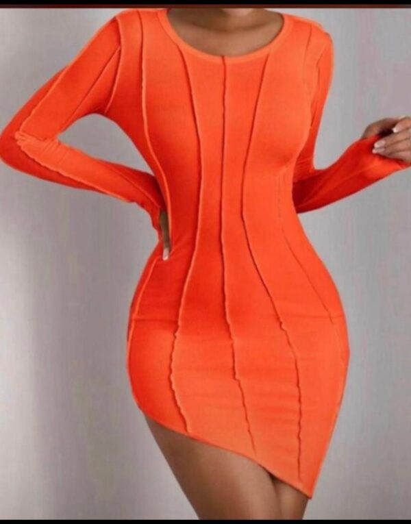 robe-courte-manche-longue-orange