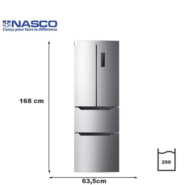 refrigerateur-nasco-no-frost-hnasfs4-36s-2portes-2tiroirs-298-litres-gris